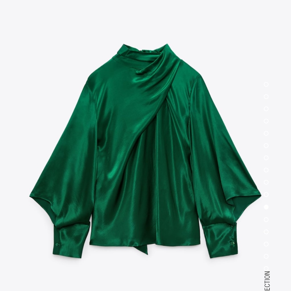 ZARA Satin bow blouse
